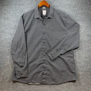 A Frame Button Up Shirt Men's XXL Black/White Geometric AOP Regular Fit Stretch